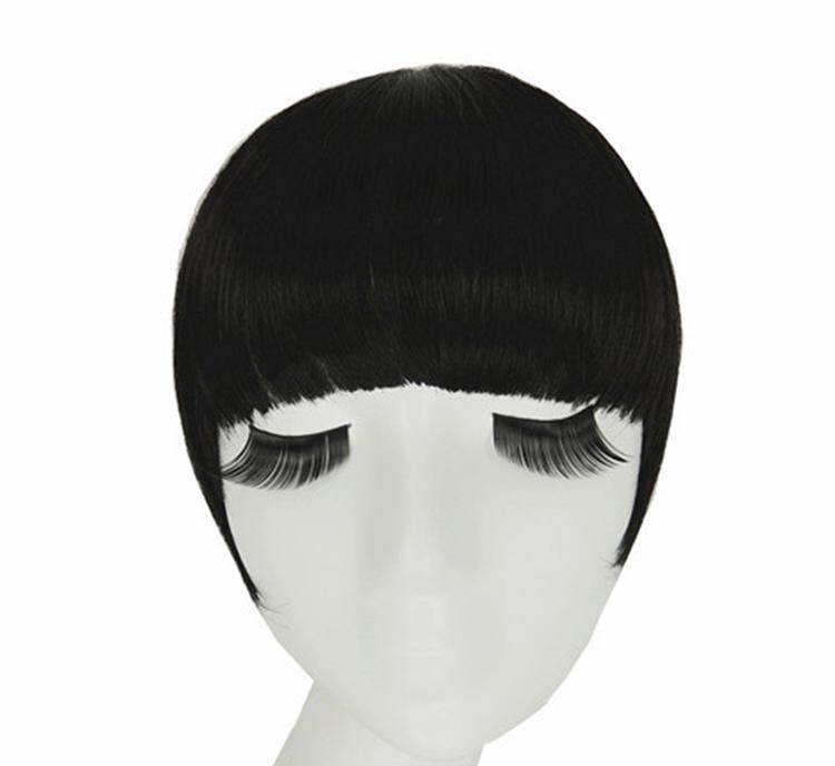 Fringe Clip Ở Trên Bangs, Tóc Nối Thẳng Nâu Đen * Thích Tóc Người