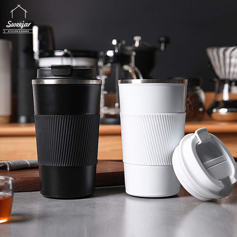 Gambar SWEEJAR 304 Stainless Steel Thermos Mug 500ML Frosted Double Layer Coffee Cup Leakproof with Non Slip Case Car Travel