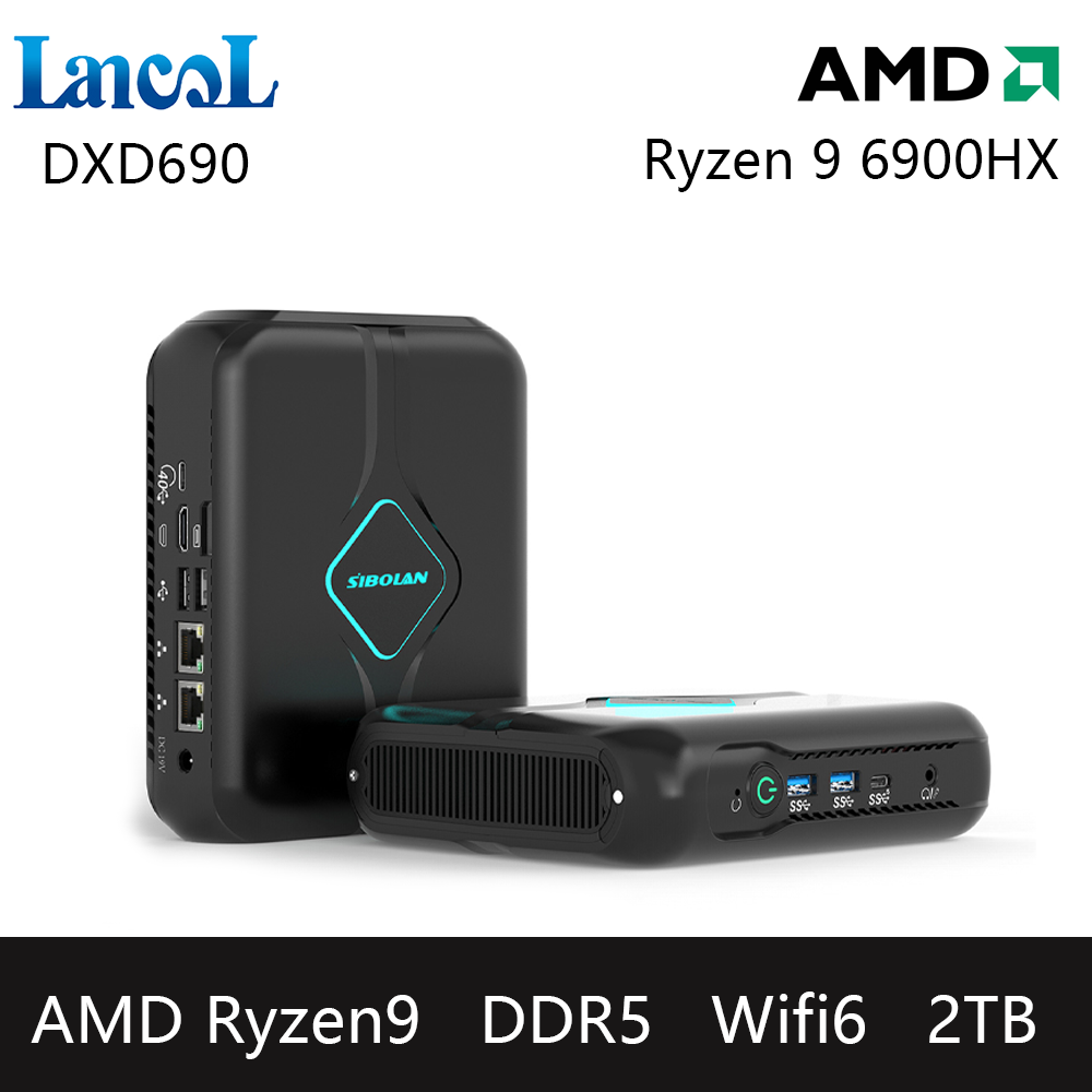 DXD690 Mini Computer Windows 11 AMD Ryzen 9 6900HX 64GB RAM 2TB ROM 3-Screen Display Support 4K 120Hz WiFi6 Gigabit Ethernet HDMI Portable Desktop Computer ราคา 26,473 บาท*ส่งฟรี