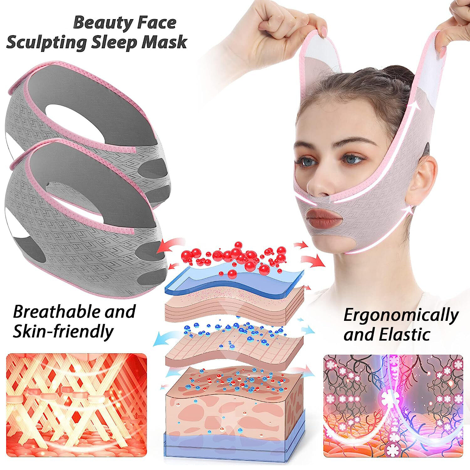 Sevich Beauty Face Sculpting Sleep Mask V Shaped Face Lifting Bandage  Anti-Wrinkle Firming Lifting Facial Correction Shaping Mask Face Slimming  Shaping Tools