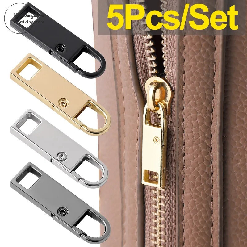 5 cái khóa kéo kim loại puller tap thanh trượt thay thế sửa chữa phổ dây kéo đầu cho túi đựng quần áo DIY may dây kéo thanh trượt