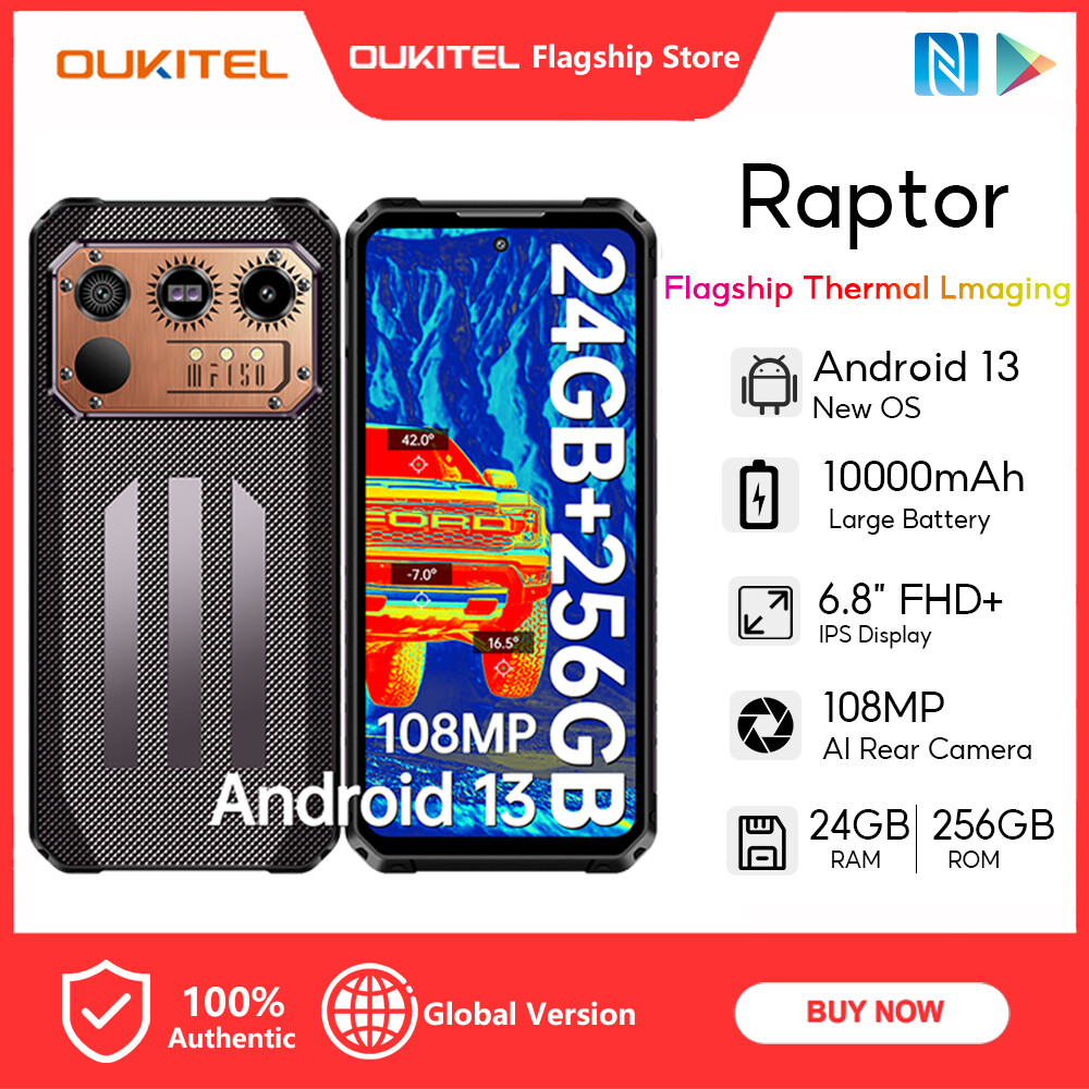 [LOCAL STOCK] Raptor G99 6.8'' HD+ 120Hz 10000mAh 24GB+256GB 108MP smartphone Thermal Imaging Rugged Handphone Android Harga 1,532 Ringgit*Penghantaran Percuma