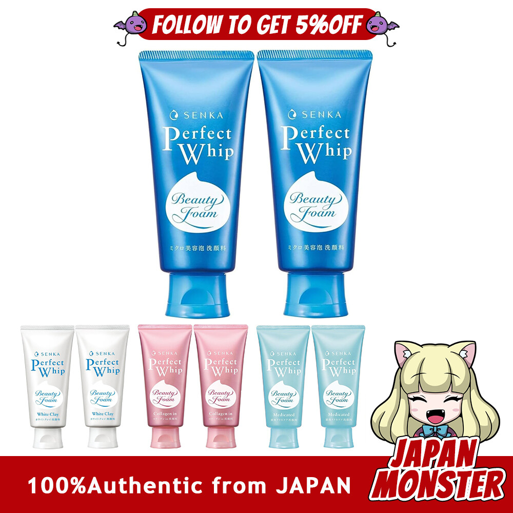 [4Types] (120g × 2Packs) Senka Perfect Whip Beauty Foam 120g 2pcs Facial Cleanser Dirt Foam Moisture Women Men Japan