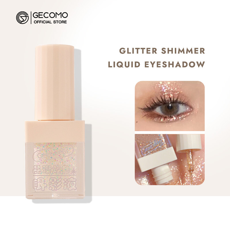 Gecomo lấp lảnh chất lỏng Eyeshadow dài màu bền Pearlescent Shinny bột phấn mắt