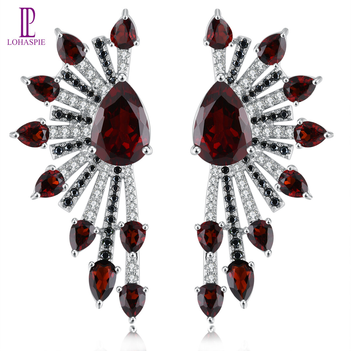 Lohaspie Jewelry Pure 8.2 Carats Solid Sterling Silver 925 Stud Earring Natural Garnet Citrine Stud Earring Citrine Gem Stone Oval Earrings Birthstone Earring For Women Jewelry ราคา 2,640 บาท*ส่งฟรี