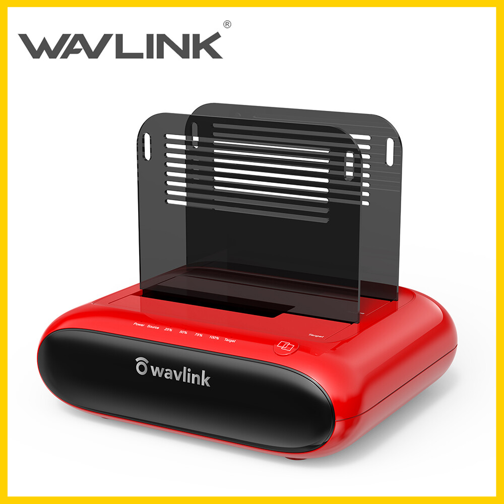 Wavlink Dual Bay External Hard Drive Docking Station, USB 3.0 to SATA I/II/III for 2.5 or 3.5in HDD, SSD with Offline Clone Function, supports UASP SATA 5Gbps Red [ 2x16TB Support] ราคา 914 บาท*ส่งฟรี