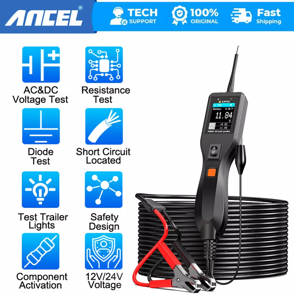 [ANCEL PB50 12V/24V Car Electric Circuit Tester Kits Super Probe Circuit Tester Resistant Test AC/DC Voltage Probe Kit Car Electrical Battery Tester,ANCEL PB50 12V/24V Car Electric Circuit Tester Kits Super Probe Circuit Tester Resistant Test AC/DC Voltag ราคา 1,047 บาท*ส่งฟรี