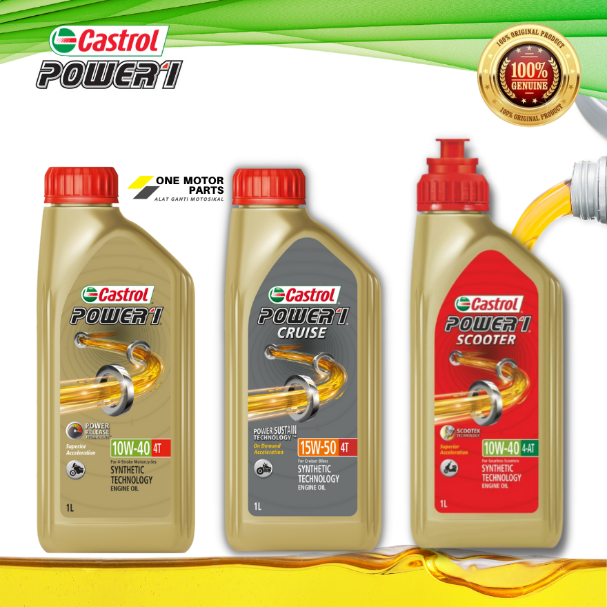 FULL SYNTHETIC CASTROL POWER1 4T POWER1 CRUISE & SCOOTER MINYAK ENJIN MOTOR SYNTHETIC ORIGINAL