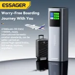 Essager 140W 27000MAh Type-C USB-A sạc dự phòng Xách Tay cực nhanh Sạc Siêu Powerbank Với TFT Đa Chức Năng Hiển Thị loại USB C + loại USB Một Cổng Cho Macbook Iphone17 16 15 Samsung Huawei Xiaomi máy tính điện thoại Máy Tính Xách Tay Máy Tính Bảng Máy Ảnh