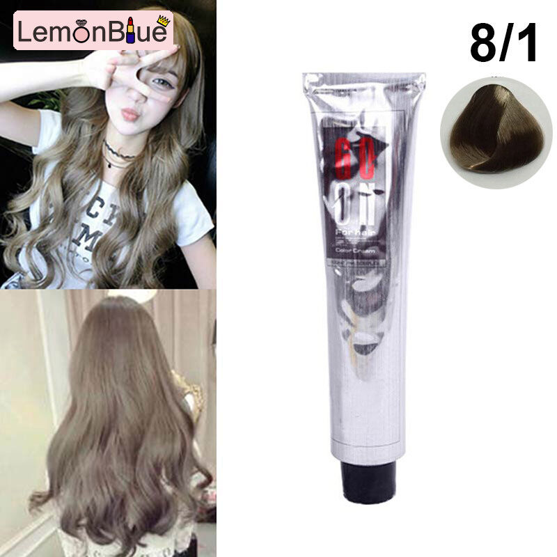 Gambar LemonBlue 100(95g)ml Fashion Hair Cream Natural Permanent Professional DIY Dye Hairs Smoky Grey Coloring Light Gray Flaxen Style 8 1
