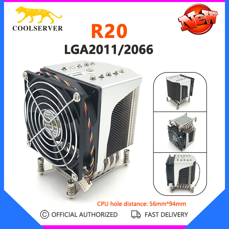 COOLSERVER Bộ Làm Mát Máy Chủ CPU 4U R20 Bộ Tản Nhiệt Vỏ Máy Tính Để Bàn 5 Ống Dẫn Nhiệt Quạt Làm Mát Không Khí Yên Tĩnh Cho Bộ Làm Mát Cpu Intel LGA2011 2066