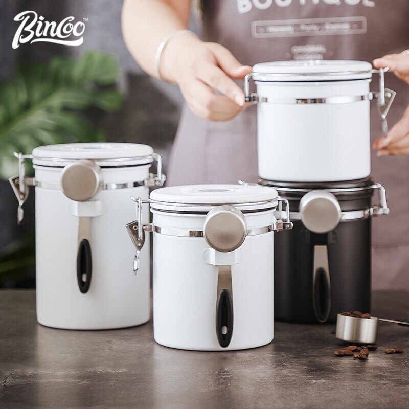 Hộp Đựng Hạt Cà Phê ONEISALLCoffee Bột Cà Phê Bằng Thép Không Gỉ 1200Ml/1800Ml Hộp Đựng Cà Phê Hộp Kín, Bình Đựng Thức Ăn Kín Chân Không Thìa Wtih