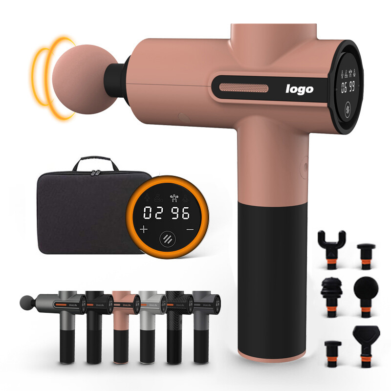 Gambar New Design 6 Massage Heads 4 Mode Deep Tissue Massager High Percussion Strong Vibration Foot Massager Neck Massager Gym Booster Sports Recovery Muscle Massage Gun