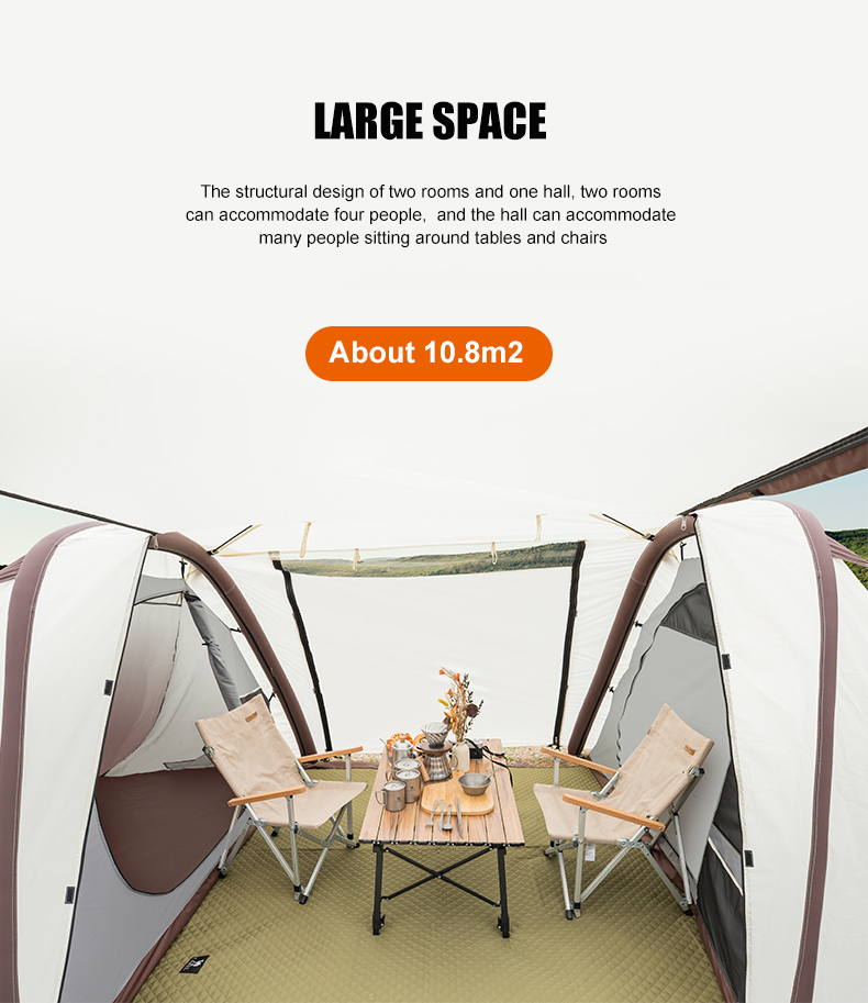 CAMELCROWN 4-5 persons Inflatable Travel Resident Tent Outdoor Selfdriving Rainproof Windproof Camping Two-room And One-Hall Multi-Person Tent