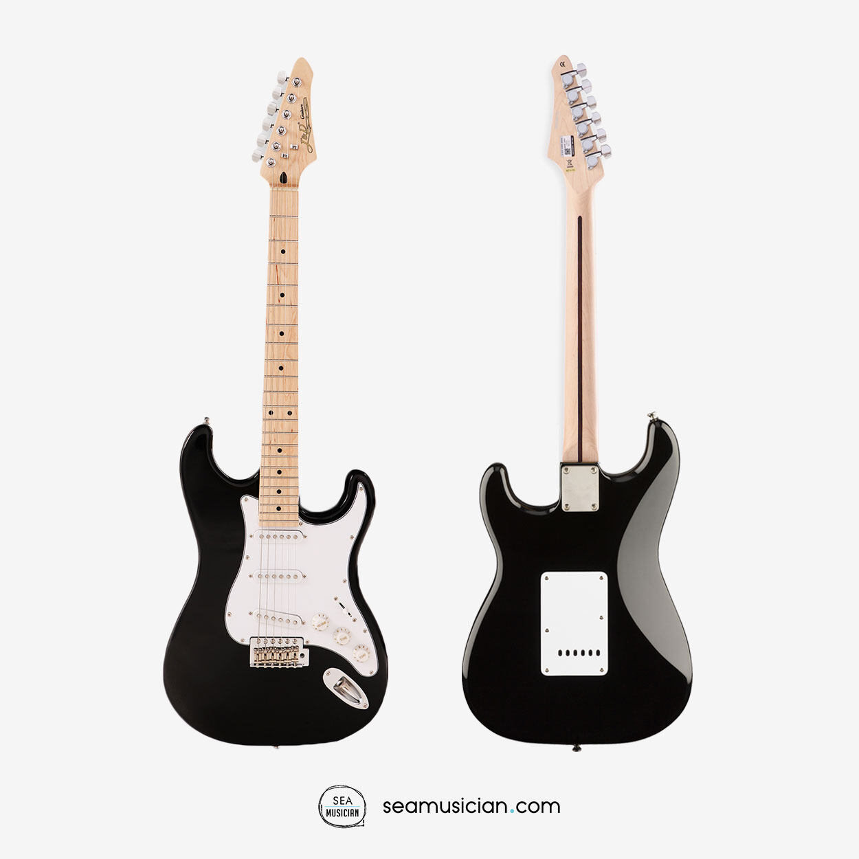 J&D ST STANDARD STRATOCASTER SSS ELECTRIC GUITAR MAPLE FRETBOARDS COLOR BLACK I SEAMUSICIAN