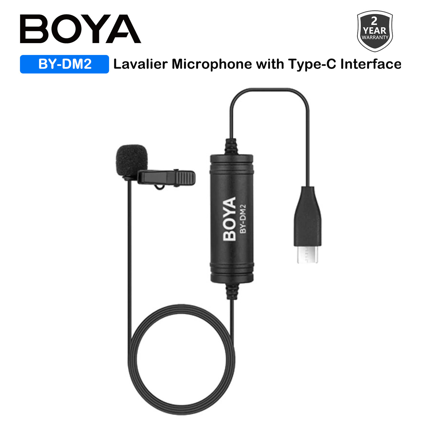 BOYA BY-DM2คอนเดนเซอร์ไมโครโฟน ลาวาเลียร์พร้อมไมโครโฟนคลิปหนีบอนชนิด C USB สำหรับอุปกรณ์แอนดรอยด์สมาร์ทโฟน HUAWEl SAMSUNG XIAOMl สำหรับ Vlogging Live Streaming ราคา 900 บาท*ส่งฟรี
