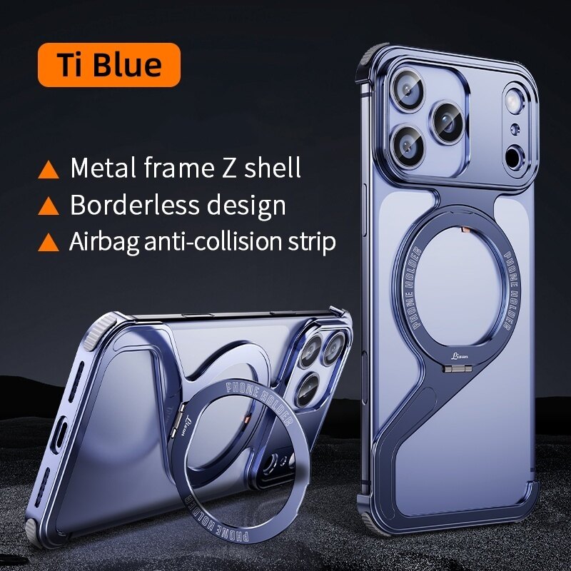 Hợp kim titan sang trọng rỗng hình chữ Z không viền Ốp điện thoại cho Iphone 17 Pro Max 16 Pro 13 14