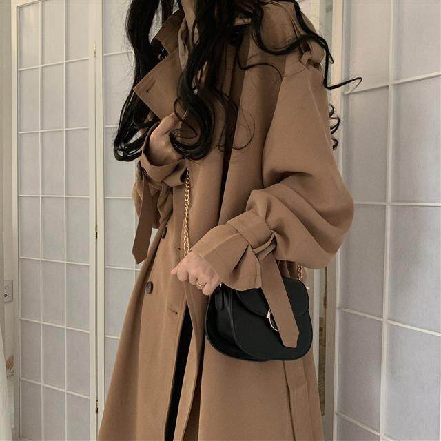 Windbreaker women's spring and autumn new 2021 Korean version mid-length small British style autumn and winter Hong Kong style over-the-knee coat