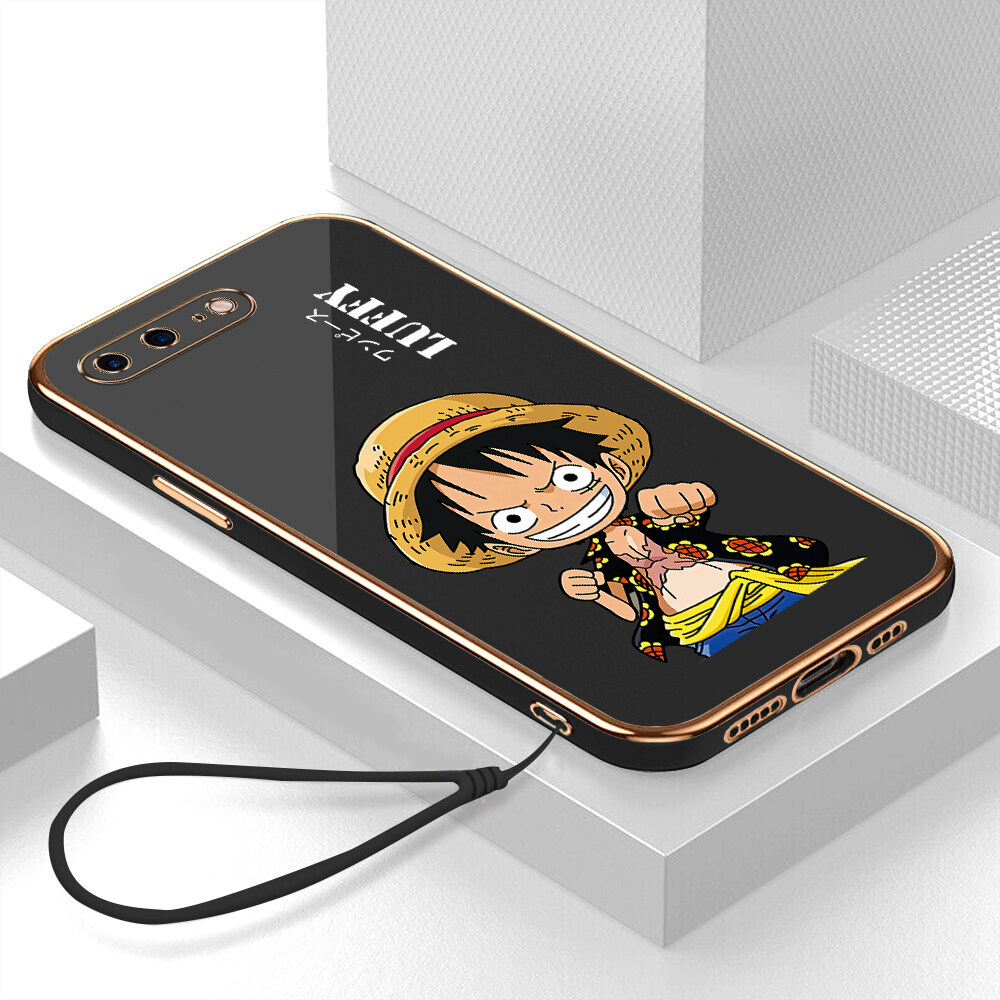 Ốp Lưng iPhone 6 6s 7 8 Plus Ốp Lưng Phim hoạt hình Luffy Sang trọng Mạ 6D Mạ silicone mềm Khung hình vuông sáng bóng