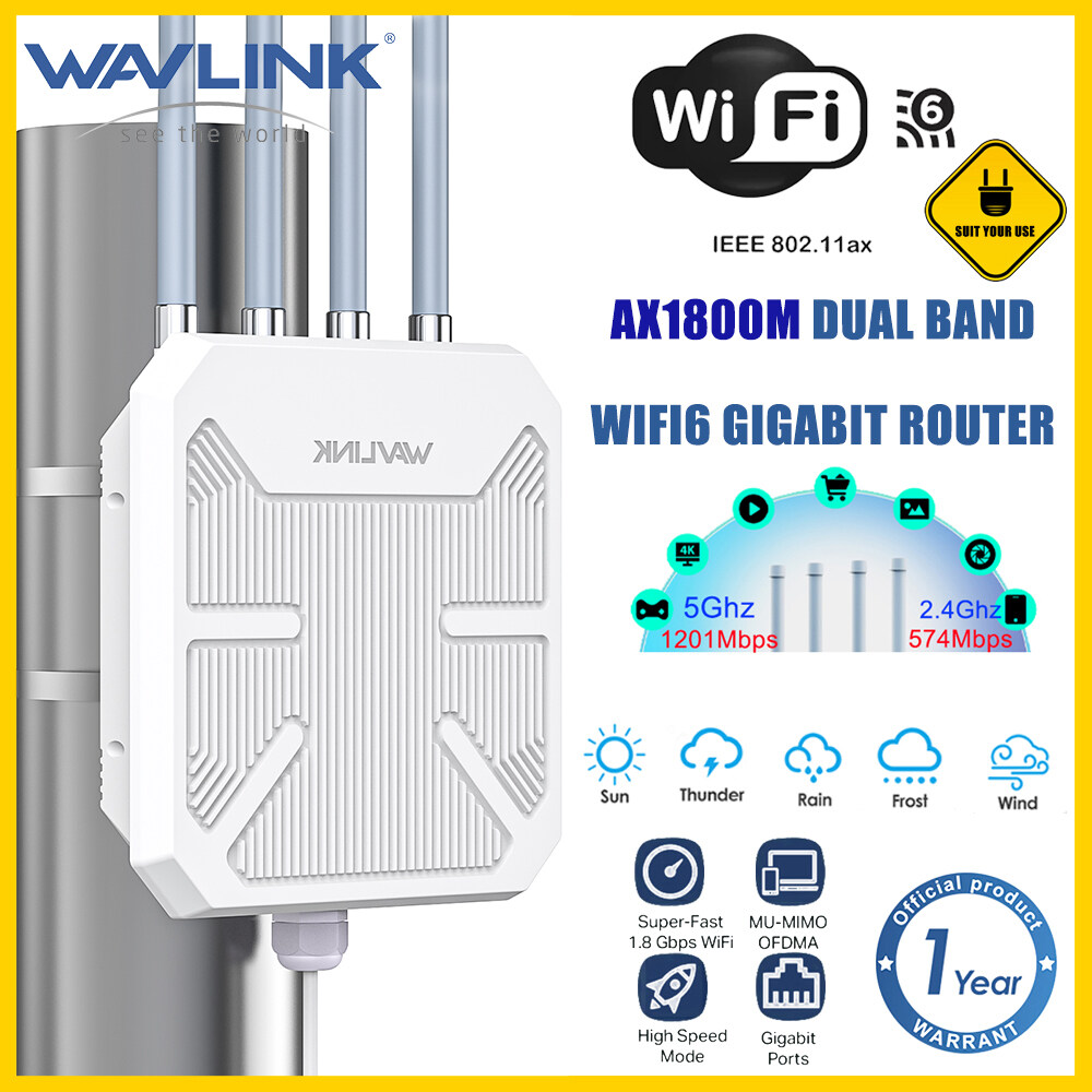 Wavlink AX1800M Dual Band WiFi6 Gigabit Wireless Router 2.4GHz (574Mbps)  +5GHz (1201Mbps) Outdoor with PoE/4x8dBi High Gain Antenna/IP67 Weatherproof  Enclosure Original Import (For Philippines Only) Lazada PH