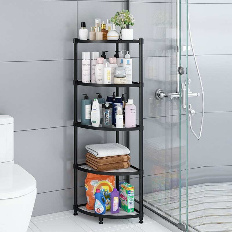 Gambar Shelf toilet bathroom floor type multilayer a tripod to put toiletries receive shelf basin wall corner