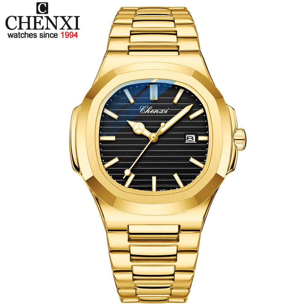 Đồng hồ thạch anh bằng thép không gỉ nam Chenxi Đồng hồ thời trang chống nước đồng hồ đeo tay ngày đơn giản cho nam mặc hàng ngày đồng hồ Giày công sở kiểu Classic