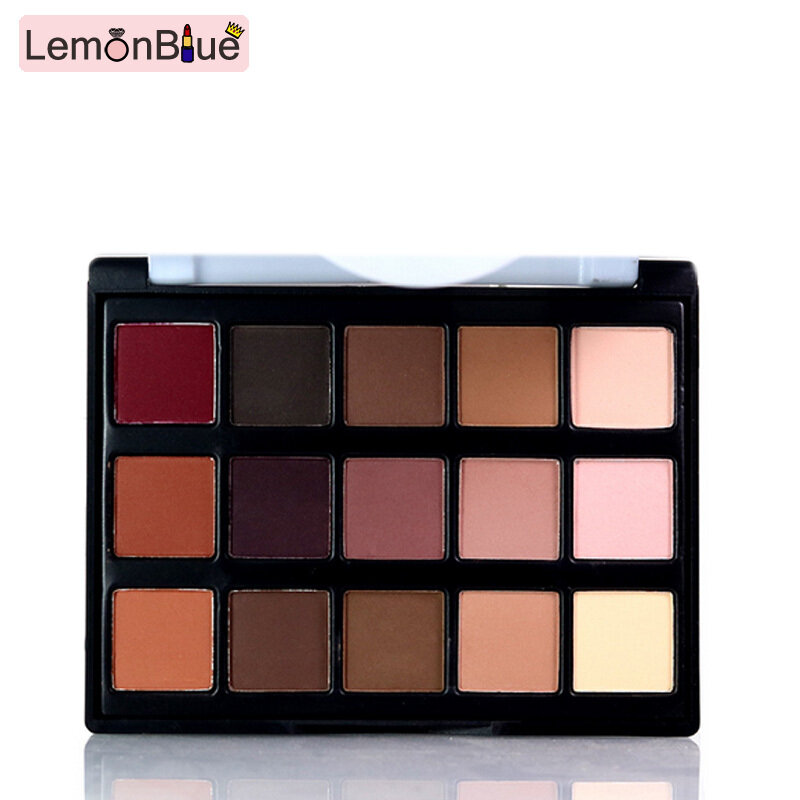 Gambar LemonBlue Fashion 15 Colors Shimmer Matte Natural Eyeshadow Palette Glitter Pigment Cosmetics Eyes Makeup Tool