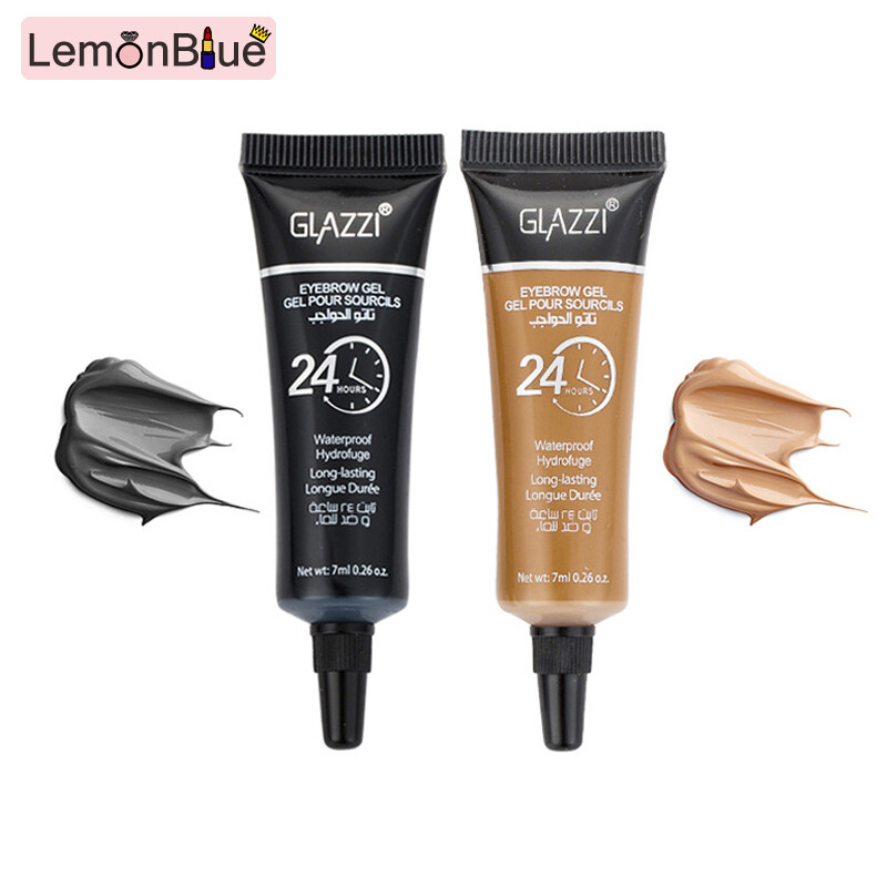 Gambar 2PCS Eyebrow Coloring Cream with Brush Professional Eyebrow Gel Waterproof Professional Eyebrow Gel Eyebrow Coloring Cream 2PCS Waterproof with Brush Instant Eyebrow Color Tint Makeup Tools