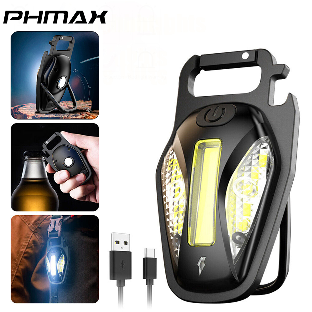 PHMAX Outdoor Camping Portable Mini LED Light, Bottle Opener Multifunction Light, Keychain Light, COB Light Flashlight Floodlight Strong Magnetic Light Multifunction Flashlight Emergency LED Keychain Flashlight Multifunction USB Charging LED Flashlight ราคา 149 บาท*ส่งฟรี
