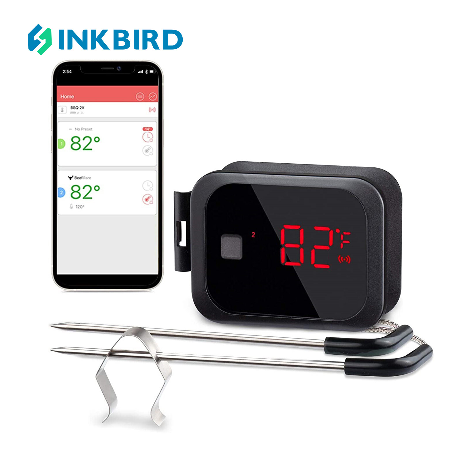 INKBIRD Indoor Outdoor Kitchen Cooking Thermometers Bluetooth-compatible Temperature Recorder for BBQ Grills Oven Smoker ราคา 1,282 บาท*ส่งฟรี
