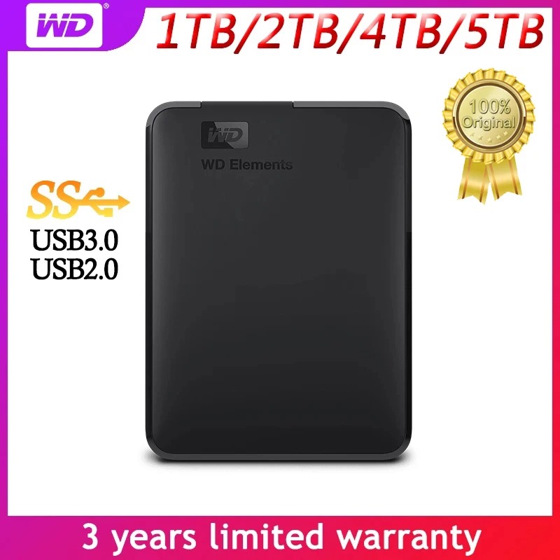 Western Digital WD Elements 2.5" Portable Hard Drive 1TB 2TB 3TB 4TB 5TB Hdd USB3.0 External Hard Disk for Desktop PC laptop pc ราคา 5,265 บาท*ส่งฟรี