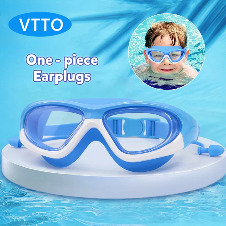 Vtto kính bơi kính bơi trẻ em có nút bịt tai kính bơi chống nước chống tia uv silicone cho trẻ em 3-12y