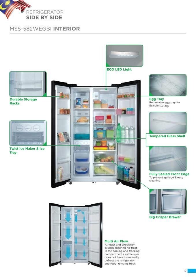 Midea 580L Side By Side Inverter Refrigerator MSS582WEGBI Seng Huat