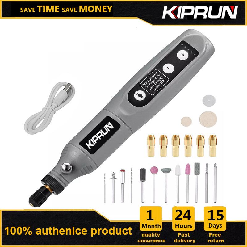 [Ready stock] KIPRUN Grinder Tools, Cordless Rotary Tool,  3.7V Electric Cordless Drill Power Tools Grinder 15000rpm Grinding Set , Electric Drill Tool Kit with LED Work Light, 5 Speeds, USB Charging Cable for Polishing Cleaning and Engraving