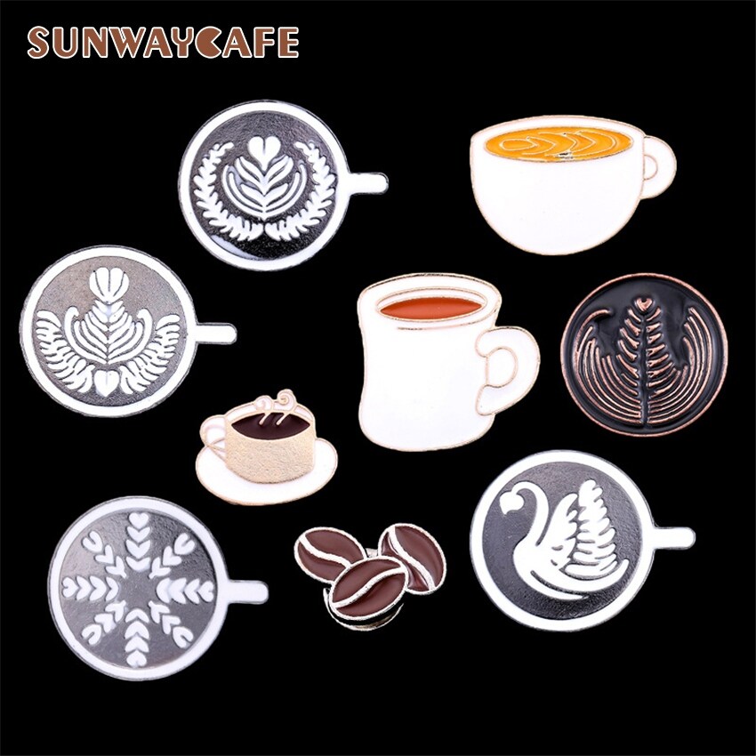 Gambar Barista Brooch Retro Coffee Machine Coffee Maker Cup Commemorative Badge Birthday Creative Gift Metal Drip Broochs Accessories