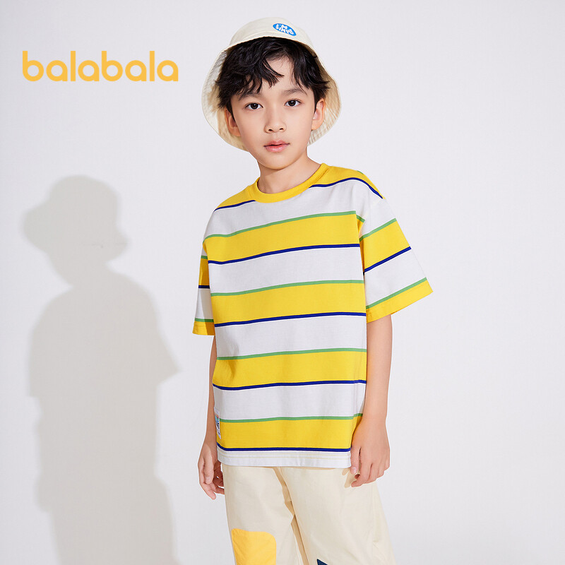 balabala Toddler Boys T-Shirt Summer Striped Trendy Cool Short Sleeve Pure Cotton Toddler Boys Tshirt ราคา 212 บาท*ส่งฟรี