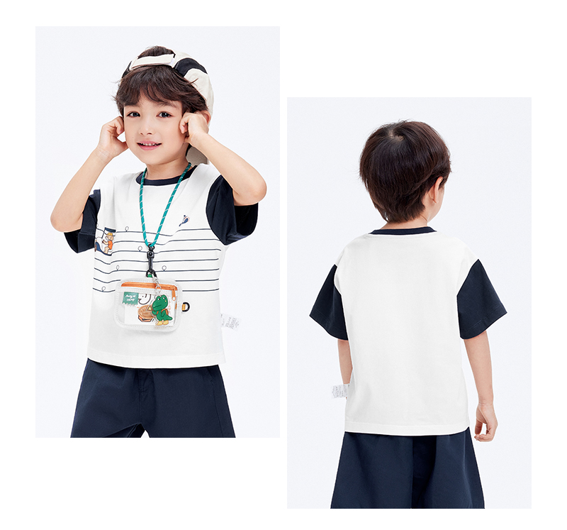 balabala Children Short Sleeve T-Shirt Cotton Inner Wear Boy Baby Summer Casual Top Trendy · v2