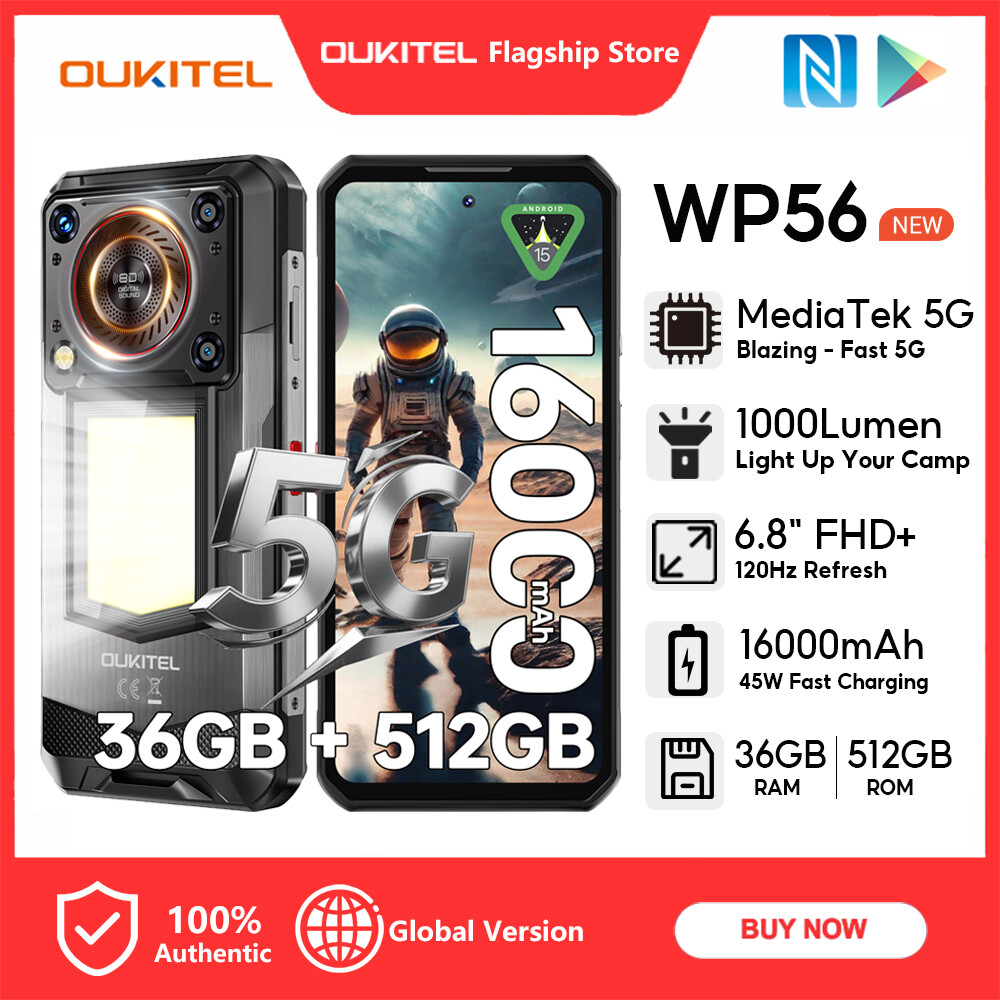 [Local stock] Oukitel wp56 5G 36GB + 512GB 16000mAh 45W 1000lu fast 6.8 mobile phone “FHD + 120Hz Display reset rate + Android camera 2MP 15 5G OTG NFC ราคา 10,035 บาท*ส่งฟรี