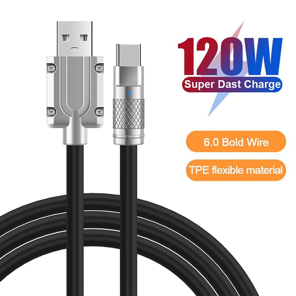 Jtke cáp usb type c 6a dây sạc nhanh 120w dây dữ liệu sạc micro usb sạc nhanh