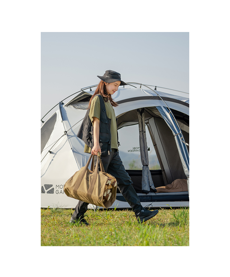 MOBI GARDEN Buitencamping Familietent Royal Castle voor glamping, zonnebrandcrème voor grote ruimtes