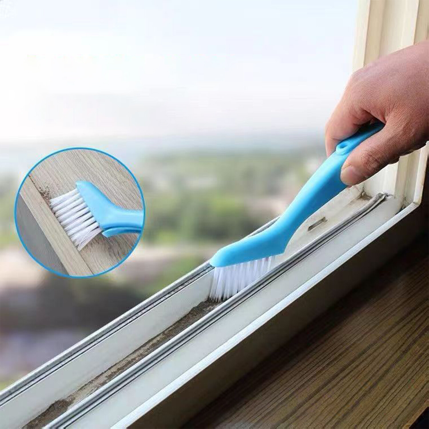 2-in-1 Window Groove Brush Groove Cleaning Brush Folding Cleaning Brush Bathroom Gap Cleaning Brush Handheld Groove Gap Cleaning ราคา 45 บาท*ส่งฟรี