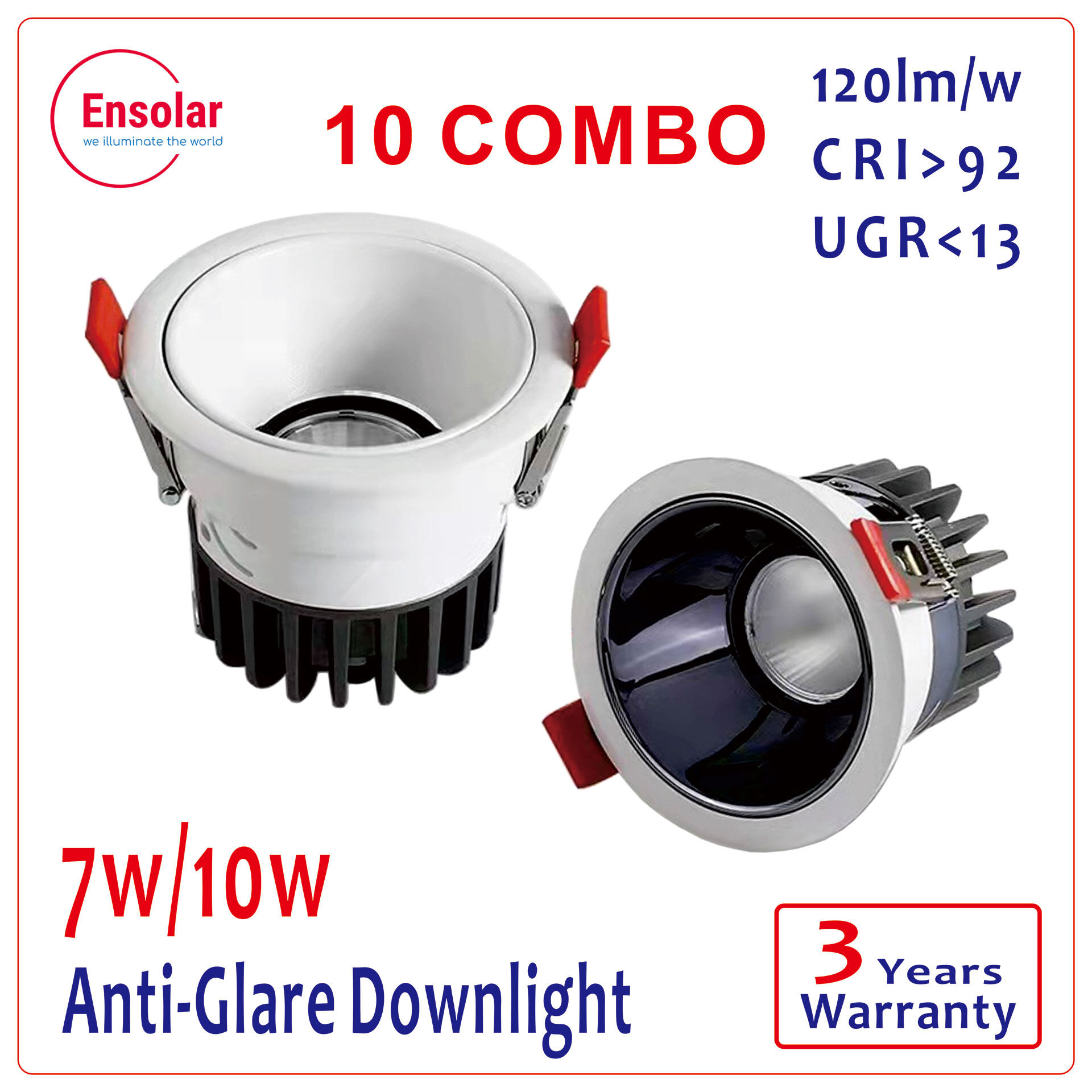 Ensolar 10 cái đèn âm trần 7w 10w cob chống led sáng nhãn cầu đèn âm trần đèn âm trần đèn trần