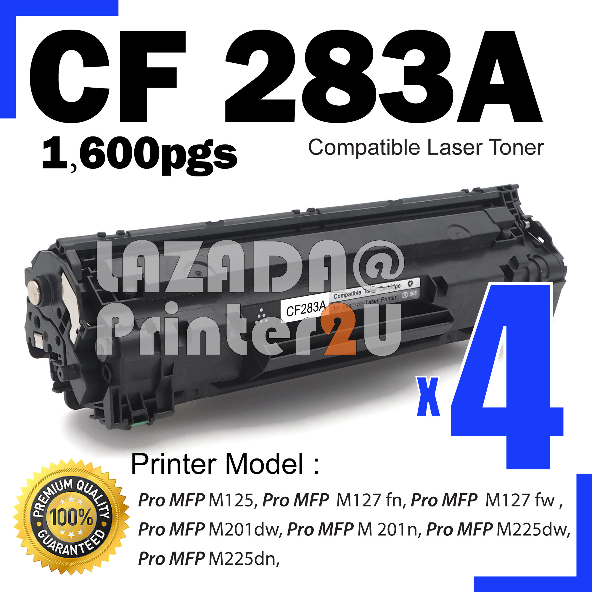 4x 83A CF283A Laser Toner Cartridge For HP LaserJet Pro MFP M201dw M225dn M225dw 