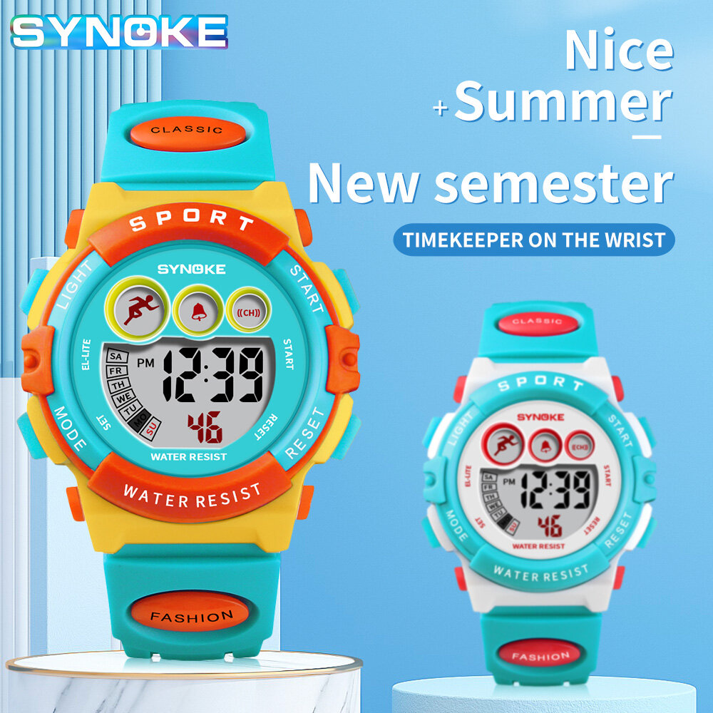 Đồng hồ SYNOKE cho đồng hồ trẻ em nam nữ báo thức đèn LED đa năng chống nước đồng hồ thể thao đồng hồ điện tử