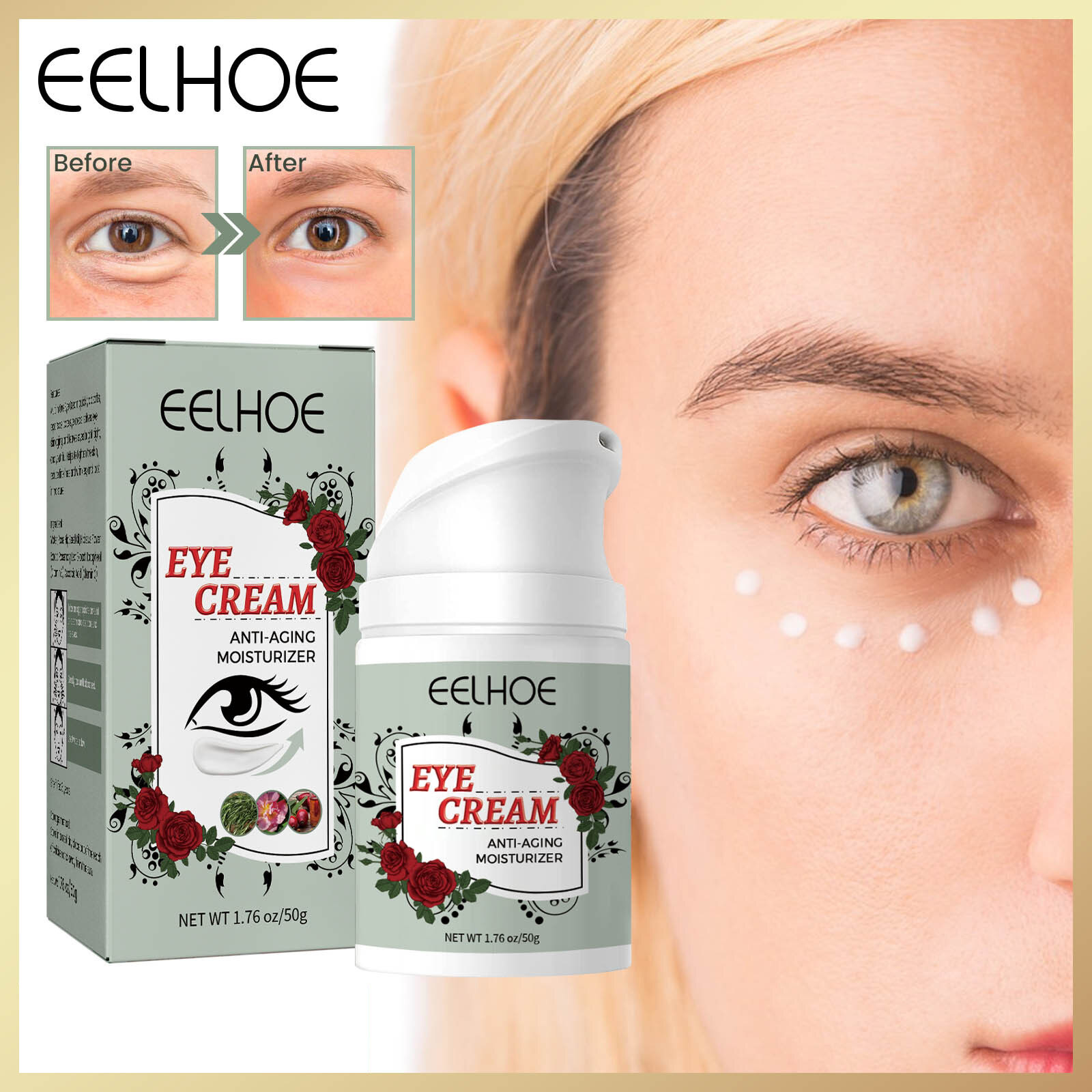 Eelhoe Anti-Aging Moisturizer Eye Cream Retinol Anti Puffiness Remove Dark Circles Eye Bags Stick Fade Fine Line Whitening Moisturizing Skin Care Remove Dark Circles Bags Puffiness Fade Fine Line Face Tighten Care Harga 14 Ringgit*Penghantaran Percuma