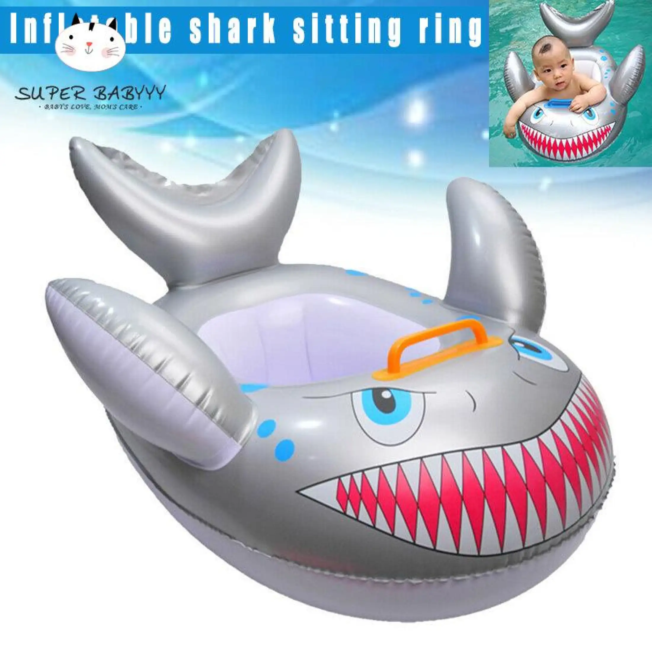 Sby Children Kids Swimming Ring Seat Cartoon Shark Shape Inflatable Pool Floating Water Toy Lazada Ph