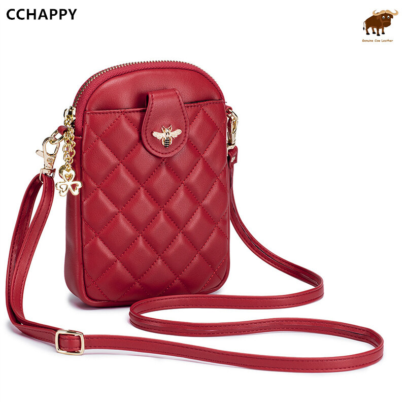 Cchappy túi đeo chéo da bò thật túi đeo vai nhỏ cho nữ túi đựng điện thoại