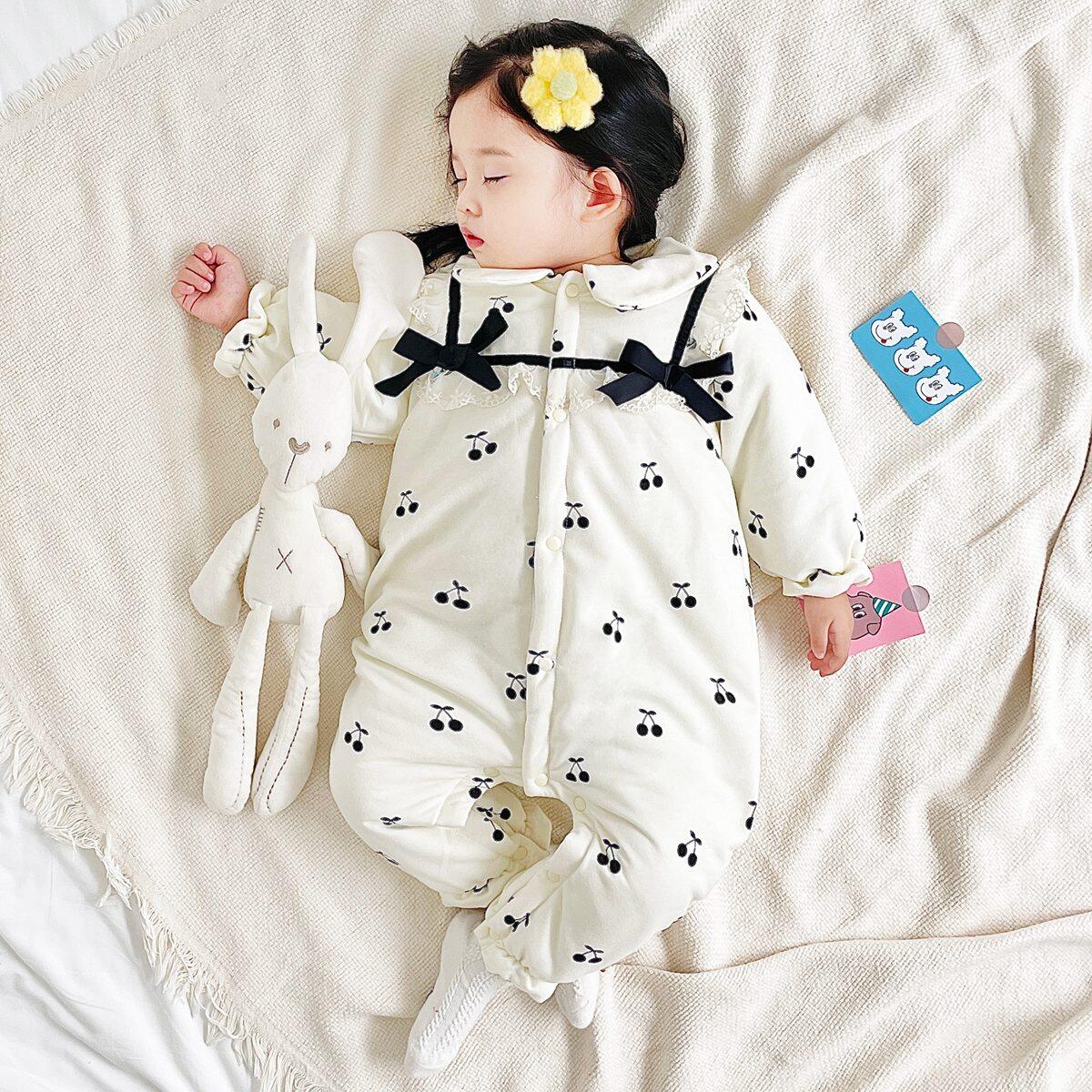 Sanlutoz Cute Baby Girls Winter Jumpsuits Warm Casual Long Sleeve Infants