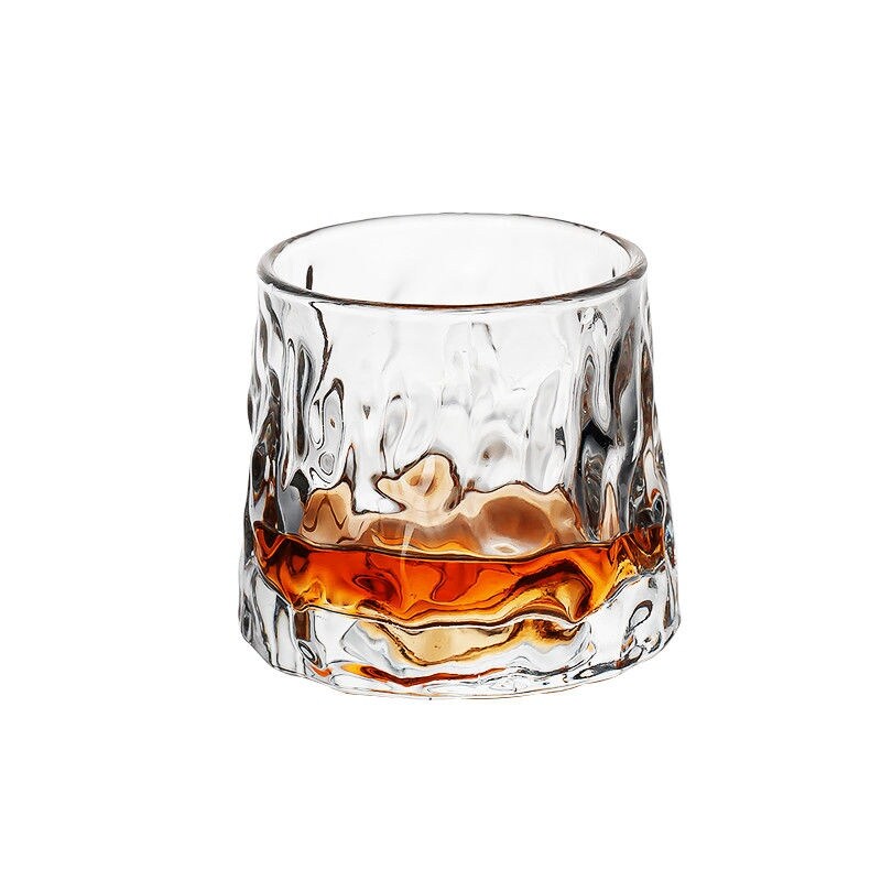 Gambar high quality Creative rotating tumbler glass of whisky glass lead free crystal cup thickening glass the glass top liquor cup