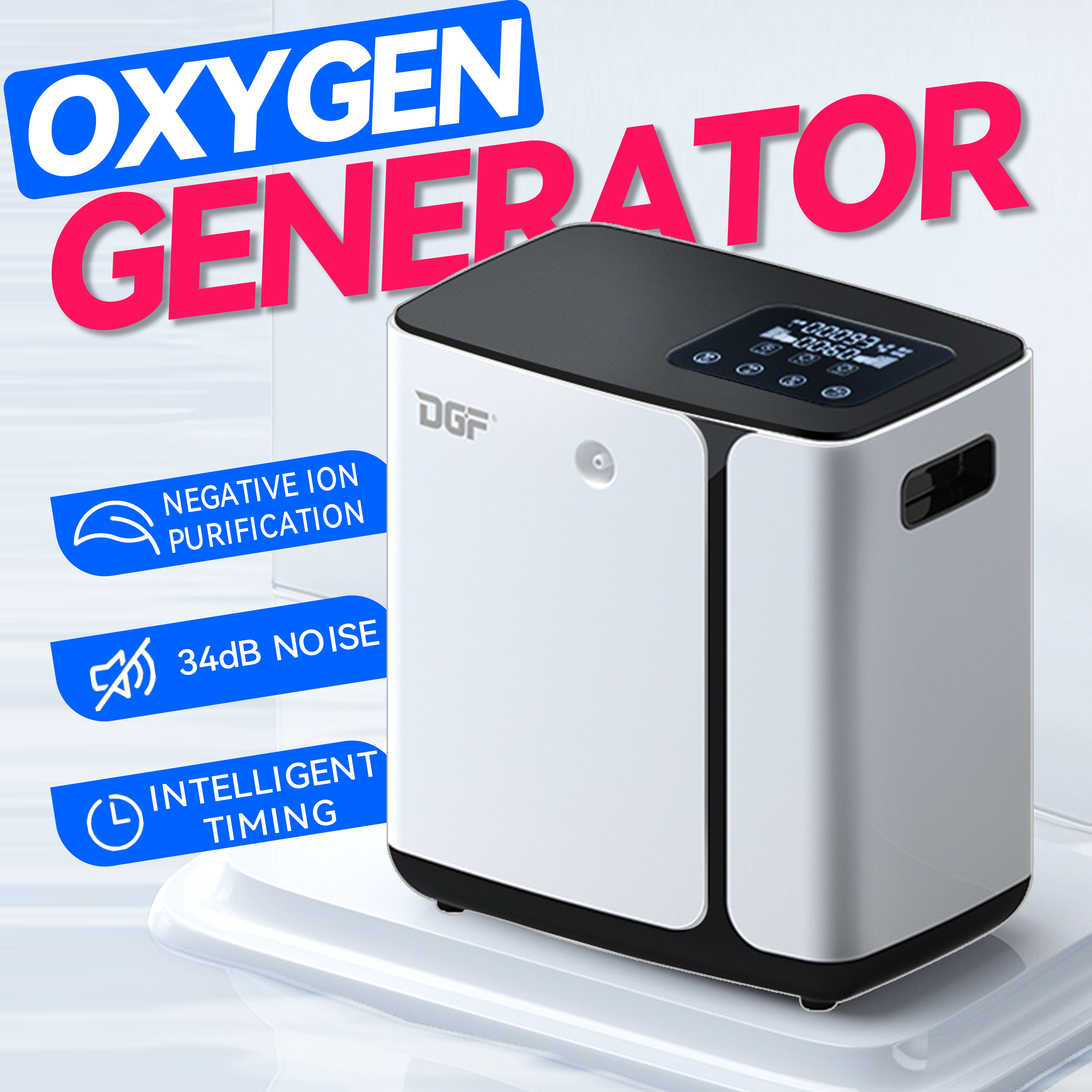1L-8L Home Oxygen Concentrator Touch Screen Portable Oxygen Concentrator Negative Ion Mode Timing Function Elderly Pregnant Women Daily Oxygen Inhalation ราคา 5,259 บาท*ส่งฟรี
